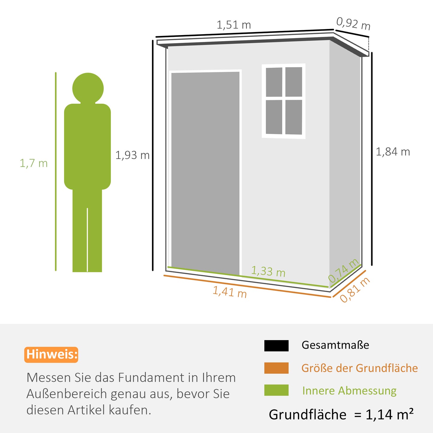 Outsunny kunststof tuinhuis 1,14 m² 151 x 92 x 193 cm gereedschapsschuur met lessenaarsdak, vloer, raam, grijs