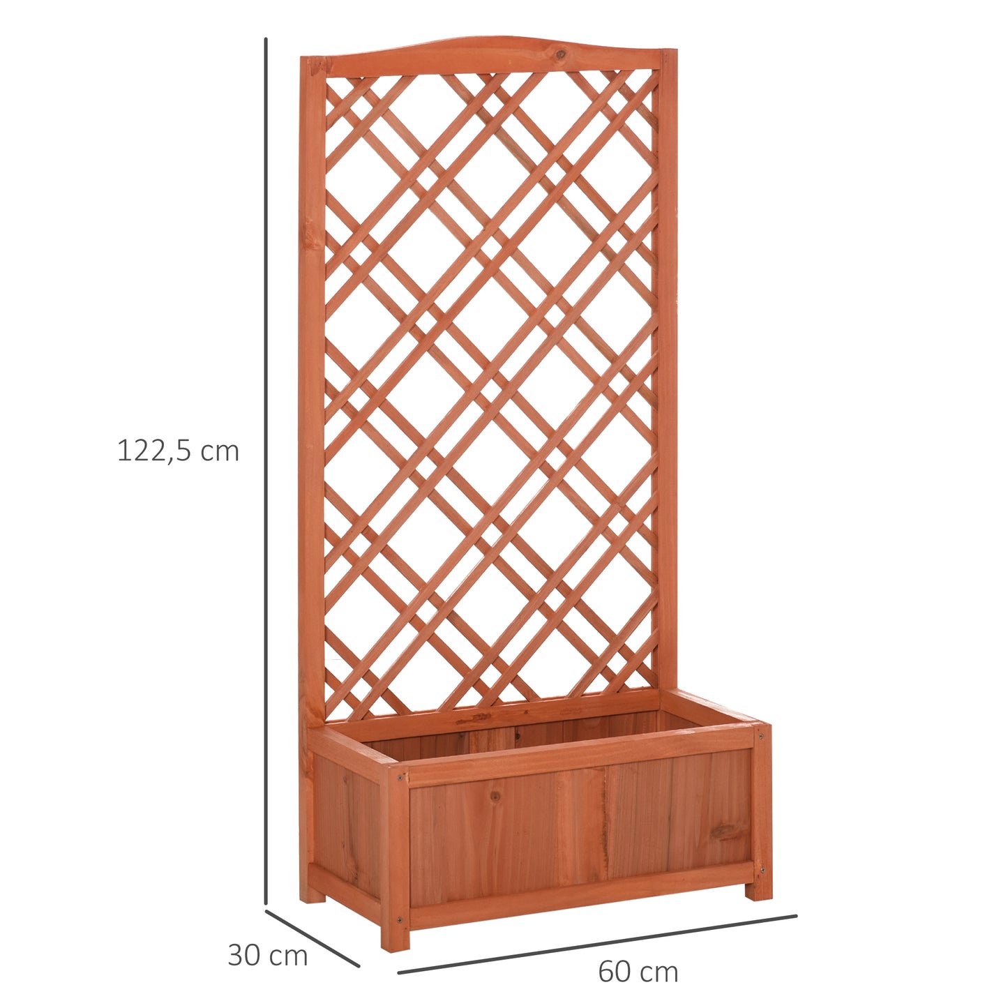 Outsunny Verhoogde Bloembak Tuinplantenbak met Trellis Houten Trellisbak Geel 60 x 30 x 122,5 cm