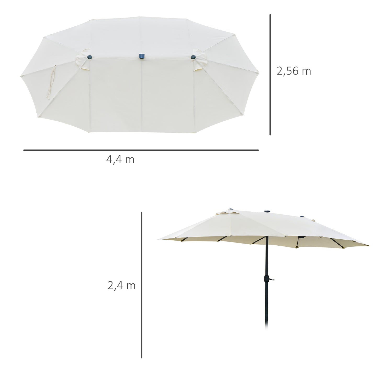 Outsunny ovale parasol, crèmewit, 440 x 256 cm