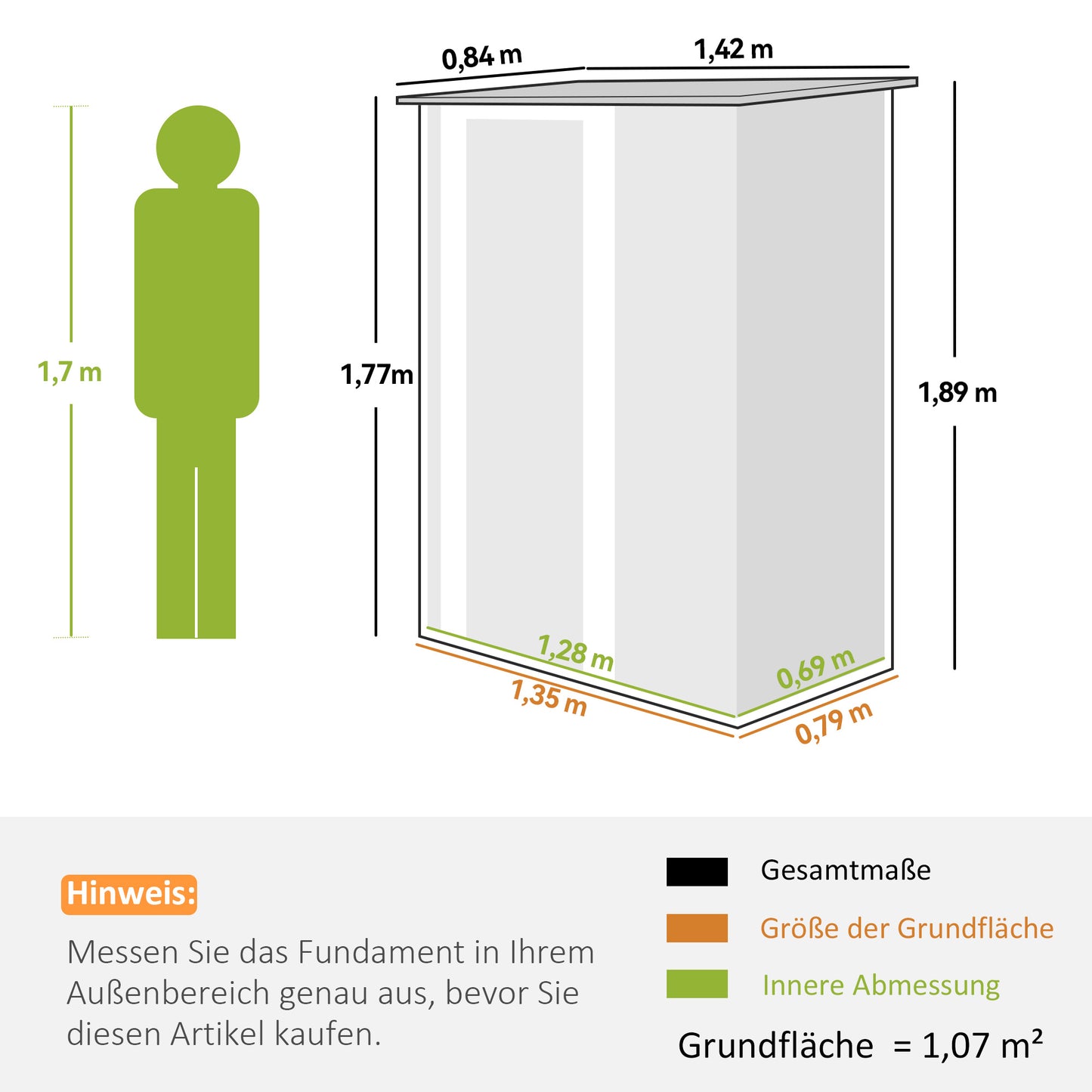 Outsunny Metalen Tuinhuis 1,07 m² met Schuin Dak, 142 x 84 x 189 cm, Gereedschapsschuur met Afsluitbare Deur, Tuinhuis, Tuinhuis, Donkergrijs