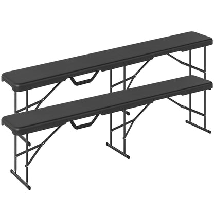 Outsunny Campingbank, Kunststof Buitenbank, Draagvermogen 240 kg, Zwart