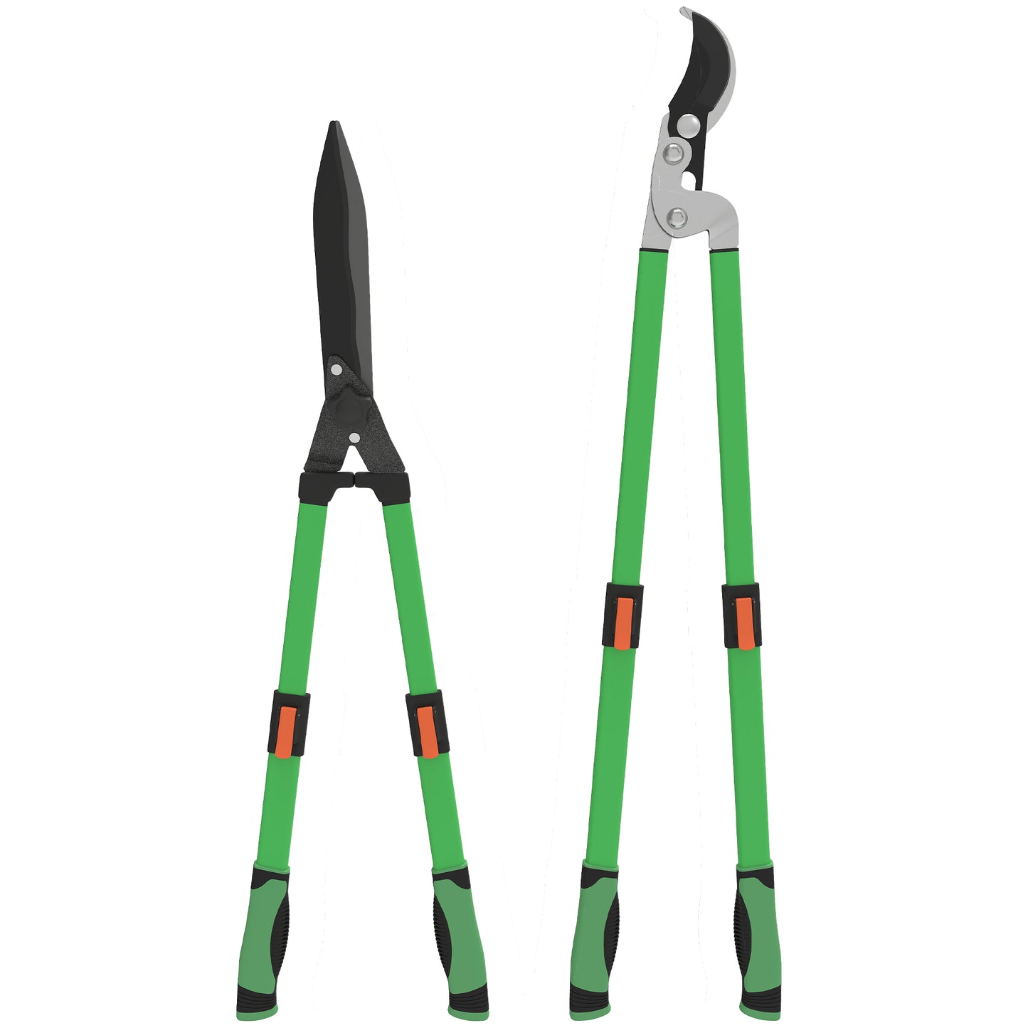 Outsunny Heggenschaarset, 2-delig, Tuinschaar, Bladlengte 90 cm, Takkenschaar met metalen bladen, Uitschuifbare handgreep