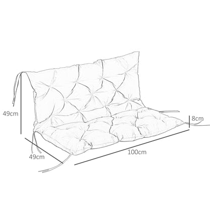 Outsunny 3-zits bankkussen, 100x98x8 cm, bankkussen met banden, bankkussen voor tuinmeubelen, Hollywood schommel, zwart