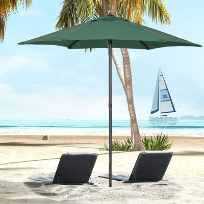 Outsunny Parasol Ø196 cm, zeshoekige balkonparasol voor strand, balkon, tuin, groen