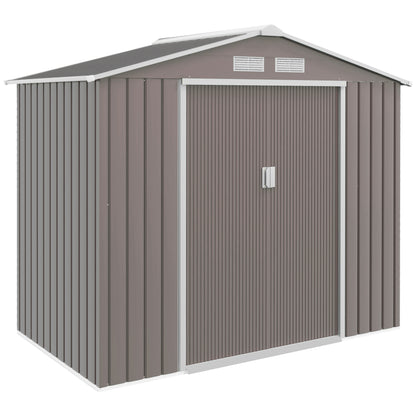 Outsunny Tuinhuis met Schuifdeuren 2,13 x 1,30 x 1,85 cm Metaalgrijs