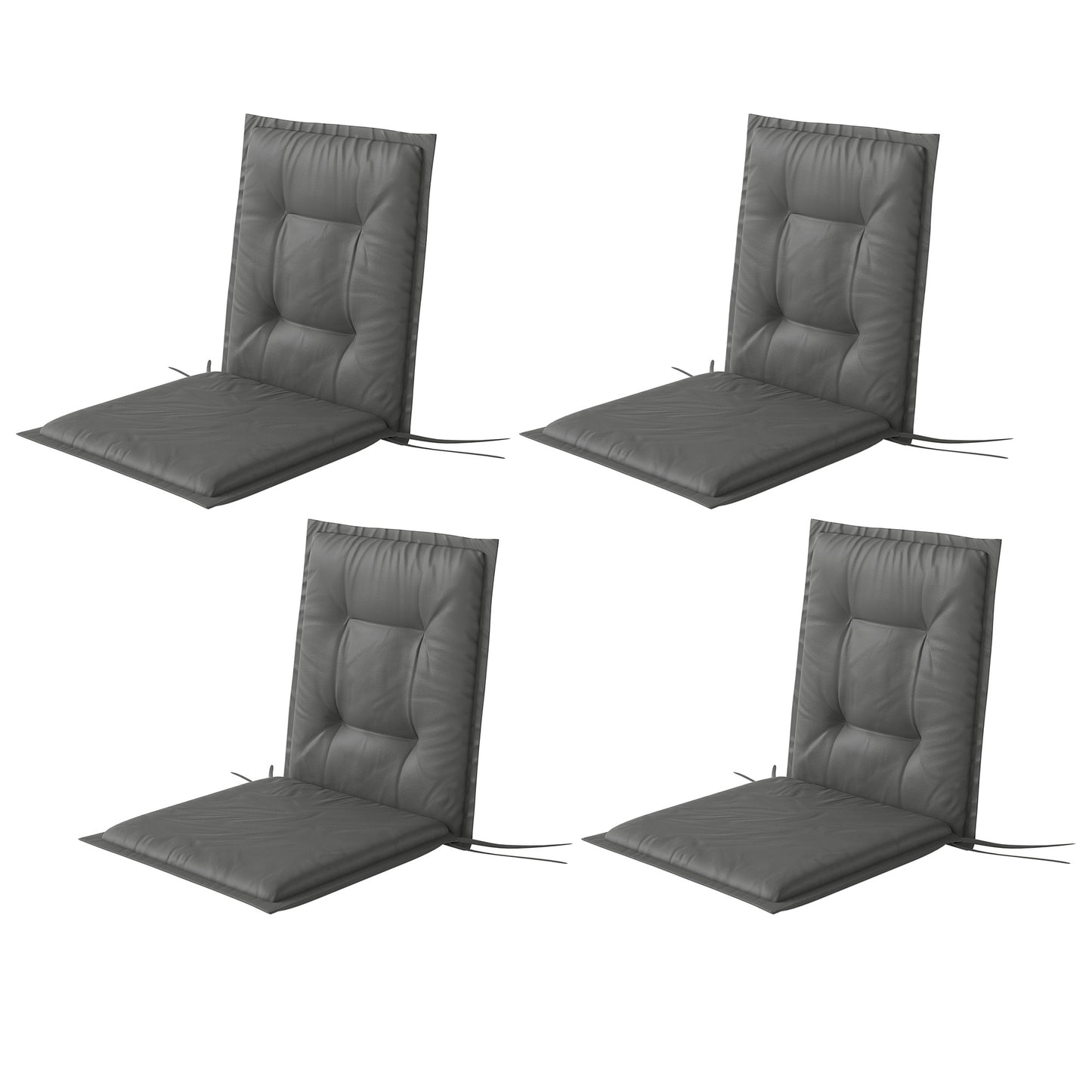 Outsunny 4-delige set zitkussens, 108 x 50 x 5 cm, stoelkussens met strikbandjes, zitkussens voor binnen/buiten, lichtgrijs