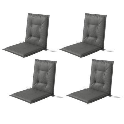 Outsunny 4-delige set zitkussens, 108 x 50 x 5 cm, stoelkussens met strikbandjes, zitkussens voor binnen/buiten, lichtgrijs