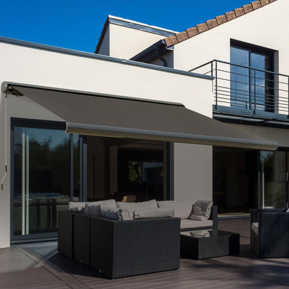 Outsunny elektrisch zonnescherm met afstandsbediening, inclusief montageset, metalen frame, donkergrijs, 3 x 2,5 m