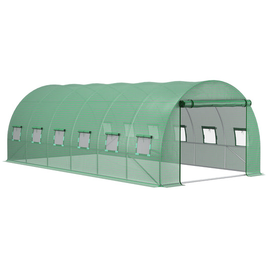 Outsunny Kasfolie 6x3x2m, Waterdichte Tuinfolie met UV-bescherming, PE-folie, Tuinafdekking, Kas, Polytunnel, Tunnelfolie voor Buiten, Planten, Groen