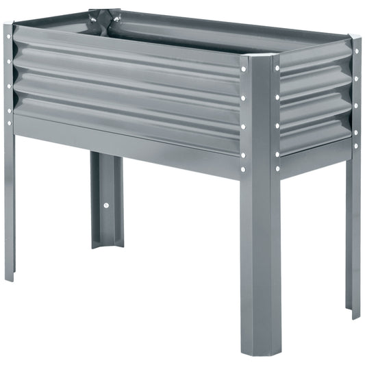 Outsunny Verhoogd Tuinbed, Weerbestendig, 100 cm x 45 cm x 80 cm, Zilver