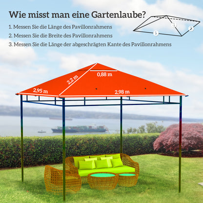 Outsunny vervangingsdak voor tuinpaviljoen, polyester, 2,98 x 2,95 m, oranje