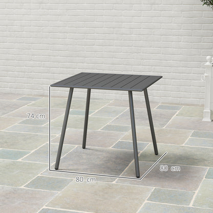 Outsunny tuintafel, eettafel voor 4 personen, stalen frame, makkelijk schoon te maken, roestbestendig, 80 x 80 x 74 cm, grijs