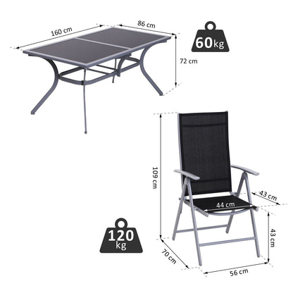 Outsunny 6-persoons zitset, tuinmeubelset, aluminium