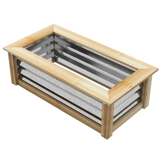 Verhoogde tuinbak van Outsunny, zelf-drainerend, open bodem, metaal+hout, 90 x 45 x 30 cm