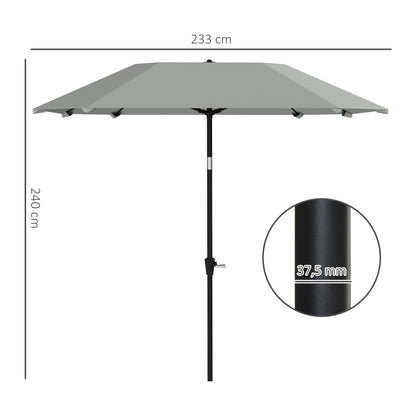 Outsunny 2,3 m parasol zonder voet, verstelbare terrasparasol met slinger, polyester, aluminium, glasvezel, donkergrijs