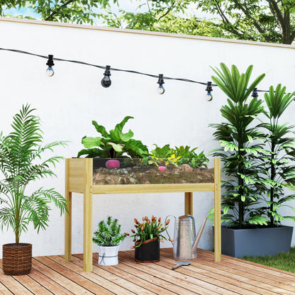 Verhoogde tuinbak van Outsunny, houten plantenbak met acrylpanelen aan twee zijden, voor 118 liter grond, drainagegaten, 110 x 50 x 80 cm