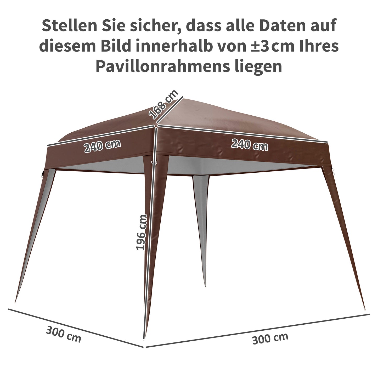Vervangende luifel voor Outsunny Gazebo, vervangend zeildoek voor 3 x 3 m tuingazebo, vervangende luifel voor tuintent, UPF50+, Oxford-stof, koffie