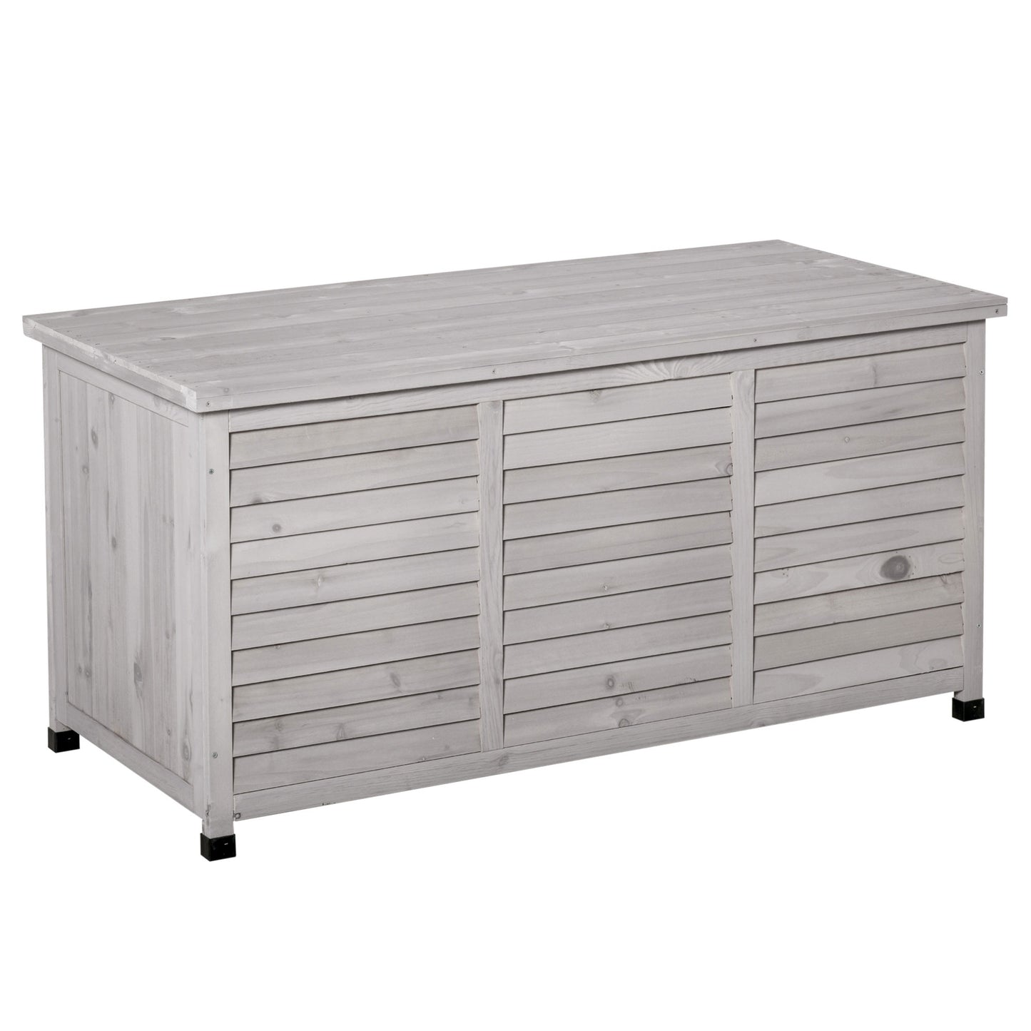 Outsunny tuinopbergbox, weerbestendig, ademend, kussenbox, opbergbox, sparrenhout, grijs, 127 x 56 x 60 cm