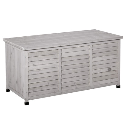 Outsunny tuinopbergbox, weerbestendig, ademend, kussenbox, opbergbox, sparrenhout, grijs, 127 x 56 x 60 cm