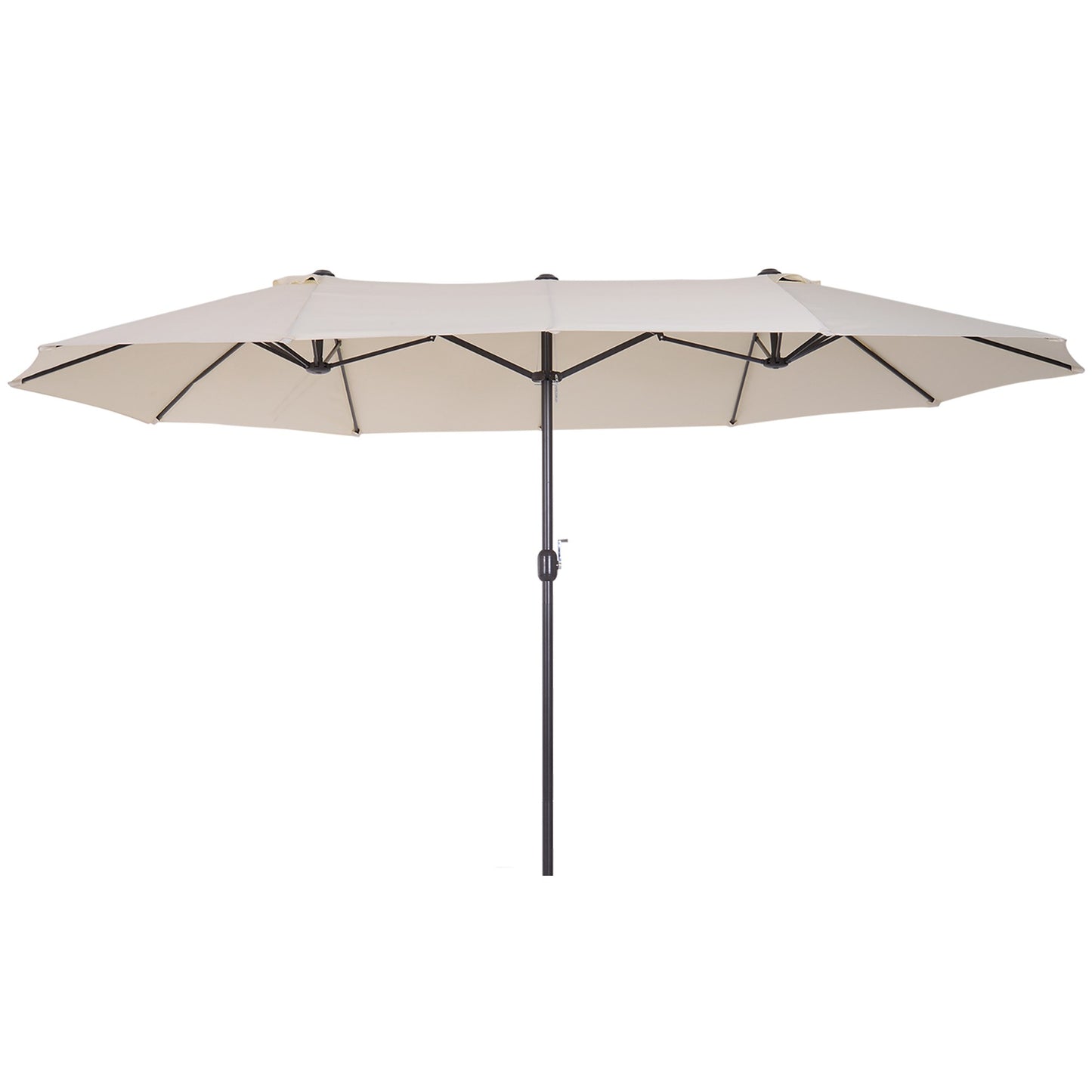 Outsunny XXL parasol met handzwengel, weerbestendig, 455 cm x 270 cm x 240 cm, staal, polyester, beige