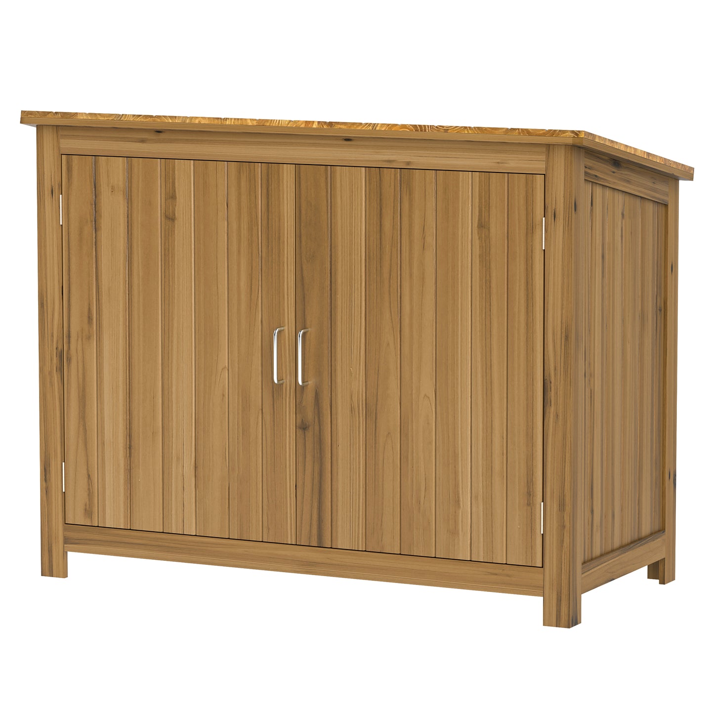 Outsunny tuinkast, houten ladekast met 2 planken voor tuin, terras, weerbestendig, 110 x 50 x 85 cm, bruin