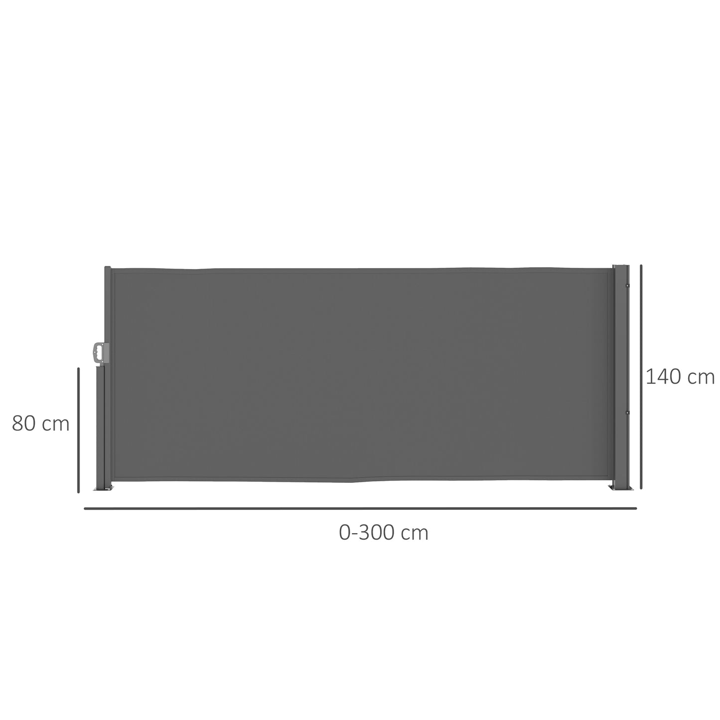 Outsunny Uitschuifbare Zijluifel, Ondoorzichtig, Privacyscherm met Muurbevestiging, Gecoat, 300x140cm, Donkergrijs