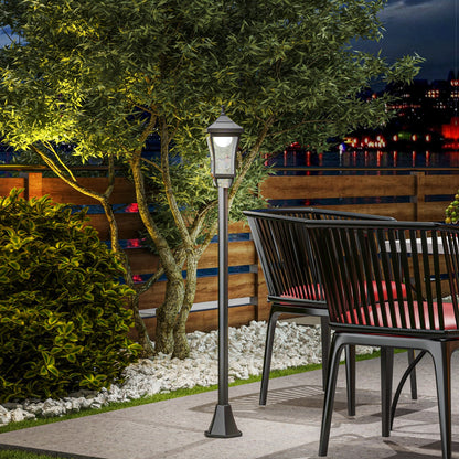 Outsunny Solar Tuinlantaarn 127 cm Tuinlamp met Koel Wit LED-licht, Lichtsensor IP44 Waterdicht