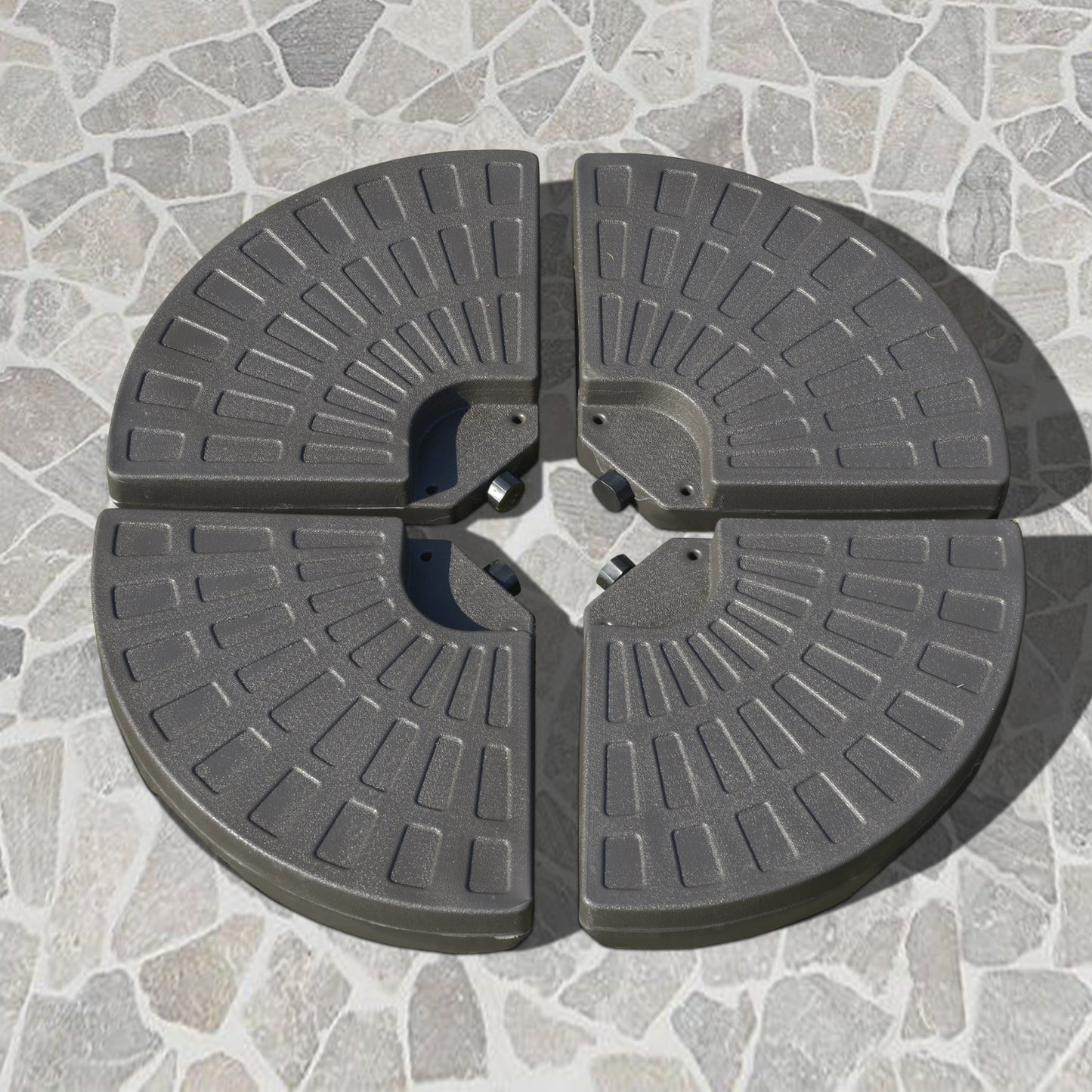 Outsunny 4-delige parasolvoet, parasolgewicht, parasolstandaard, voetkruis vulbaar met zand/water tot 25/17 kg, gewichten parasolvoet HDPE koffie