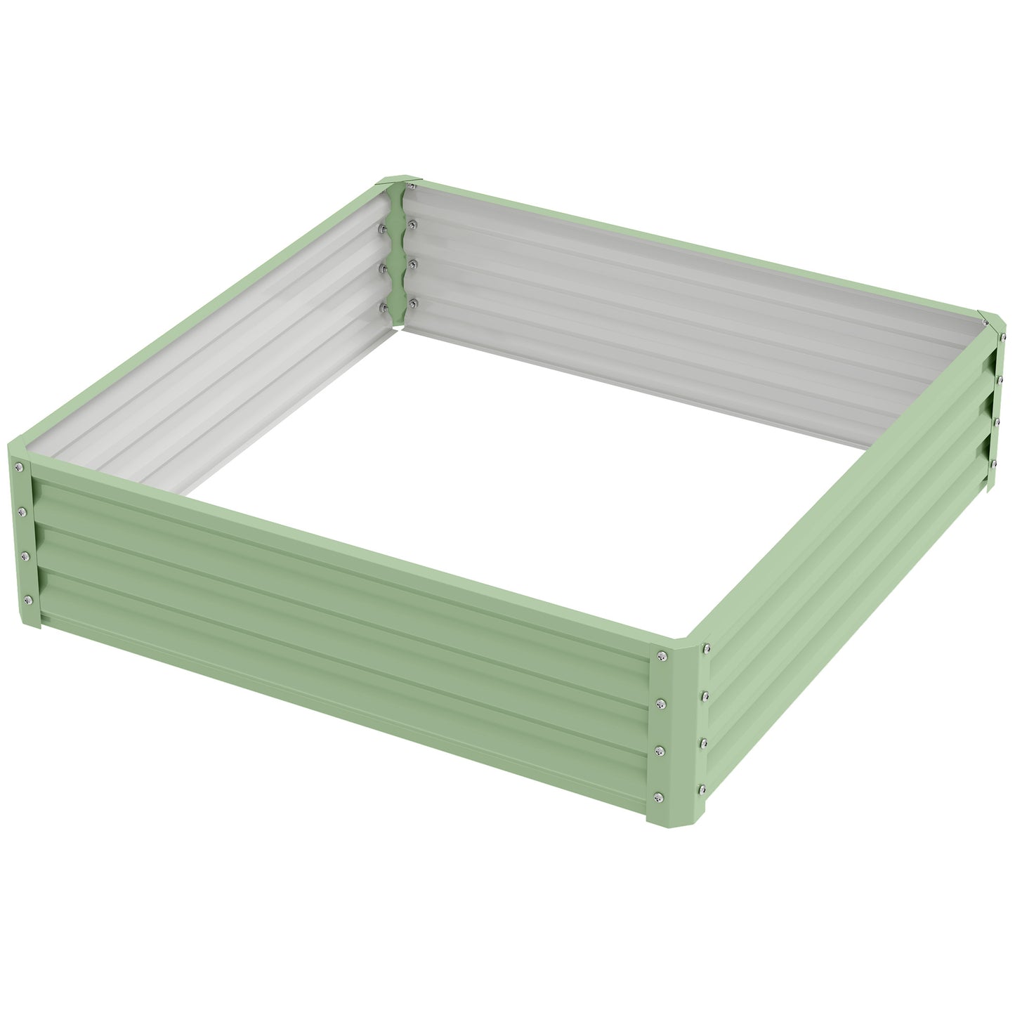 Outsunny tuinbed, plantenbak met stalen omkasting, groen, 120 x 120 x 30 cm