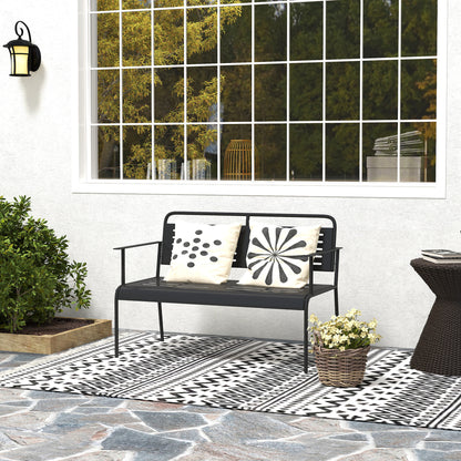 Outsunny -zits tuinbank, weerbestendige bank, waterafstotend tuinmeubel met rugleuning en armleuningen, 121 x 64 x 84 cm, zwart