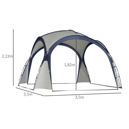 Outsunny koepeltent voor 6-8 personen, paviljoen, bescherming tegen zon en motregen, 3,5 x 3,5 x 2,22 m, crèmewit