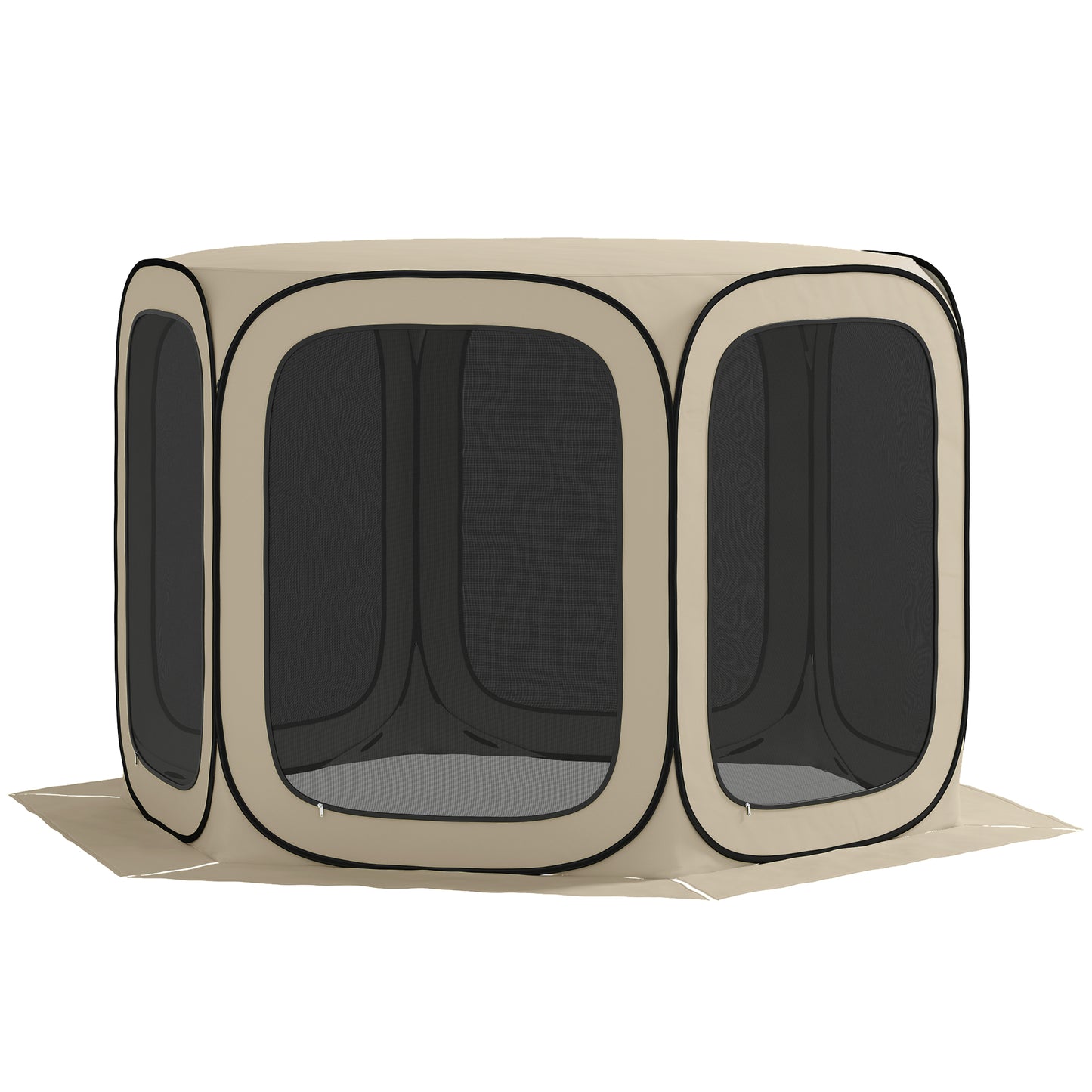 Outsunny Pop-up kampeertent, draagbaar, UPF50+ bescherming, gaaswanden, staaldraad, kaki