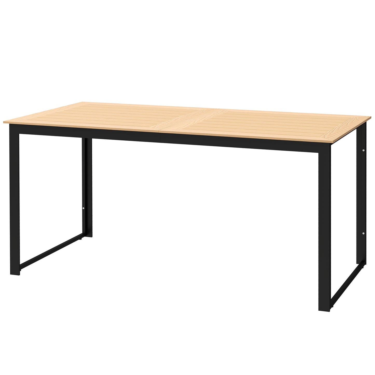 Outsunny Tuintafel voor 6 personen 160 x 80 cm Weerbestendige balkontafel met lattenbodem, Buitenbuffettafel van teakhout