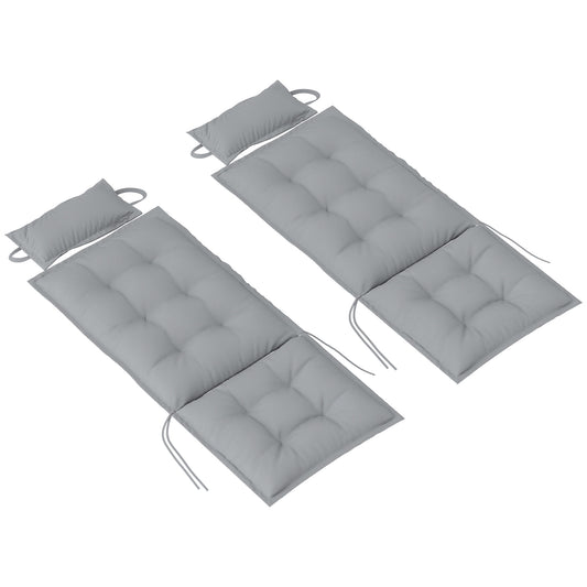 Outsunny 2-delige set ligstoelkussens, waterafstotend, voor tuinligstoelen, 50x116x5 cm, lichtgrijs