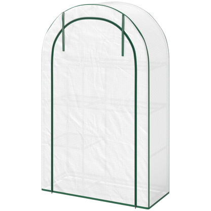 Outsunny Mini Kas, 4-laagse kas met kunststof afdekking, draagbaar, roldeur, 100 x 45 x 160 cm, wit