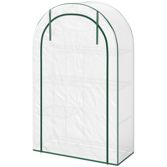 Outsunny Mini Kas, 4-laagse kas met kunststof afdekking, draagbaar, roldeur, 100 x 45 x 160 cm, wit