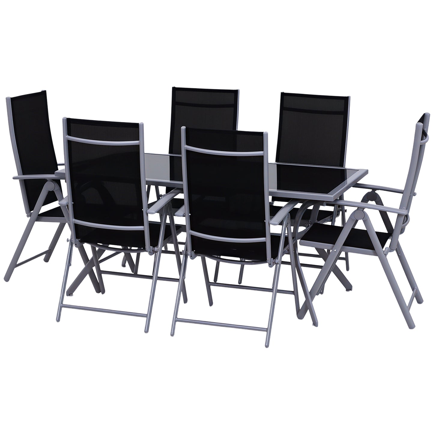 Outsunny 6-persoons zitset, tuinmeubelset, aluminium