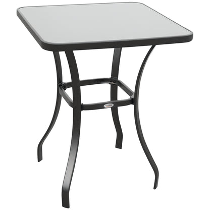 Outsunny Tuintafel Bistrotafel Glazen Tafel Gehard Glas + Metaal Zwart L68,5xB68,5xH84cm
