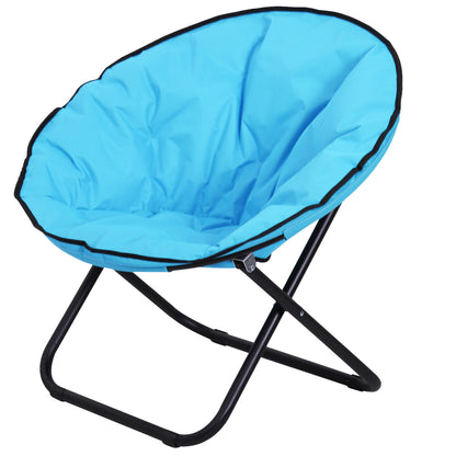 Outsunny Opvouwbare Kampeerstoel met Rugleuning, Opvouwbare Stoel tot 120kg, Gevoerde Maanstoel Extra Breed, Opvouwbare Buitenstoel voor Tuin, Balkon, Kamperen, Blauw