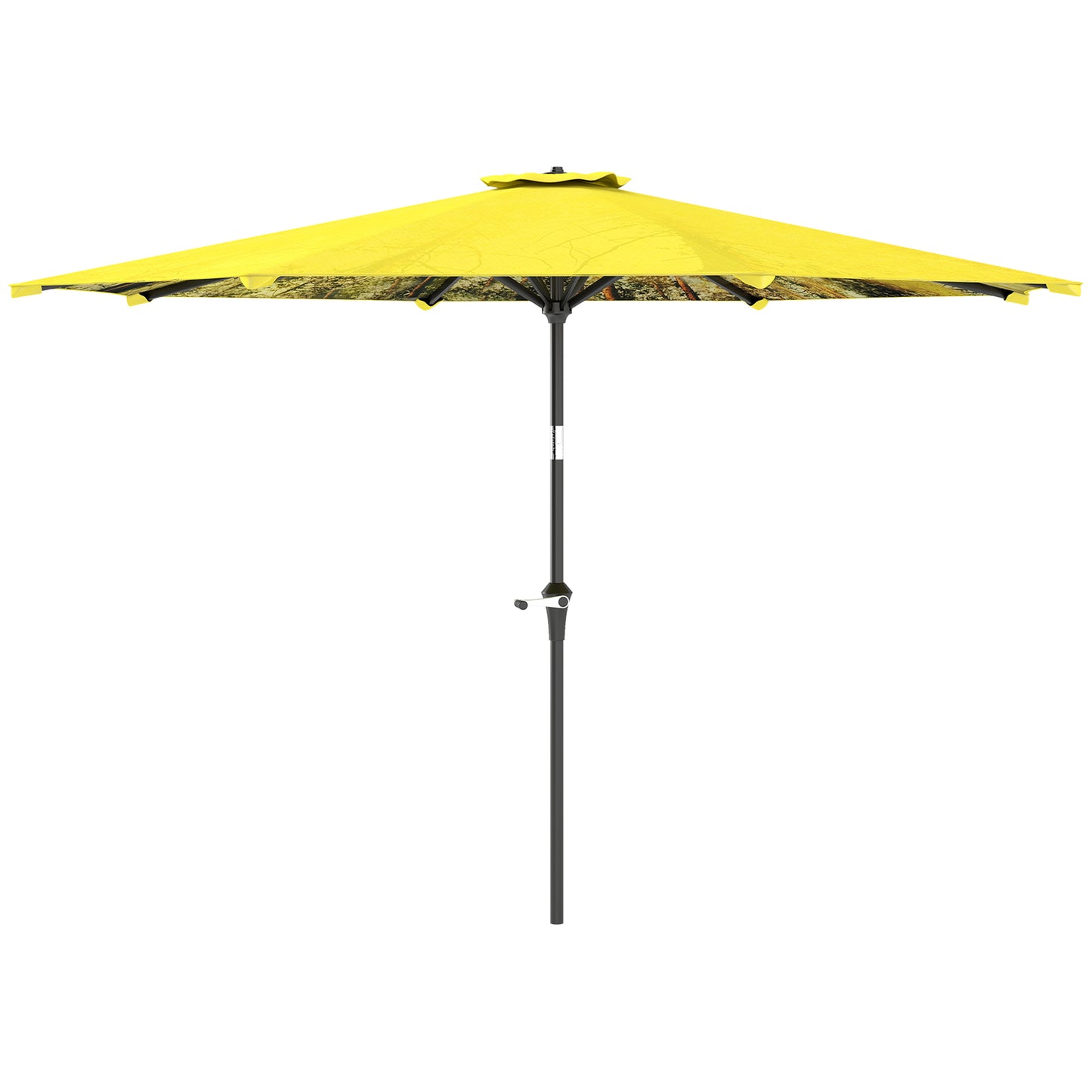 Outsunny Parasol Ø300 cm, Parasol met Handzwengel, Achthoekige Balkonparasol Geel