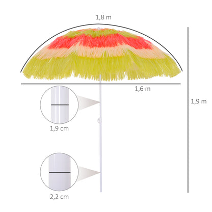 Outsunny Hawaiiaanse parasol, zonnescherm, tuinparasol, in hoogte verstelbaar, kantelbaar, kleurrijk, Ø160 x 190cm
