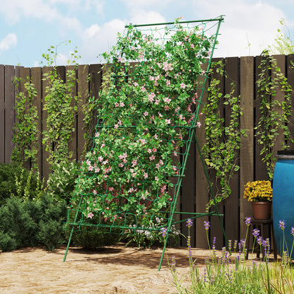 Outsunny stalen trellis, roestvrij staal, A-vormig klimhulpmiddel voor klimplanten, 101x133x227 cm, groen