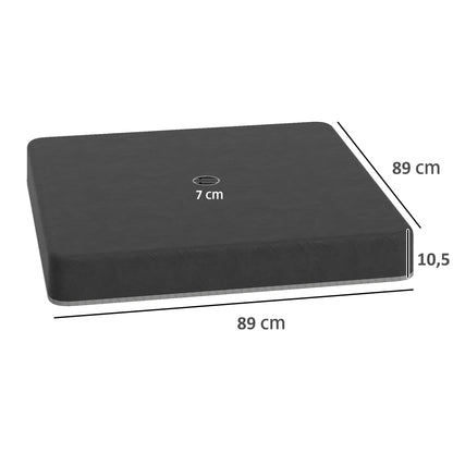 Outsunny voetgewichten voor parasolstandaards, waterdicht, vulbaar met zand, kunststof, 89L x 89B x 10,5H cm, zwart