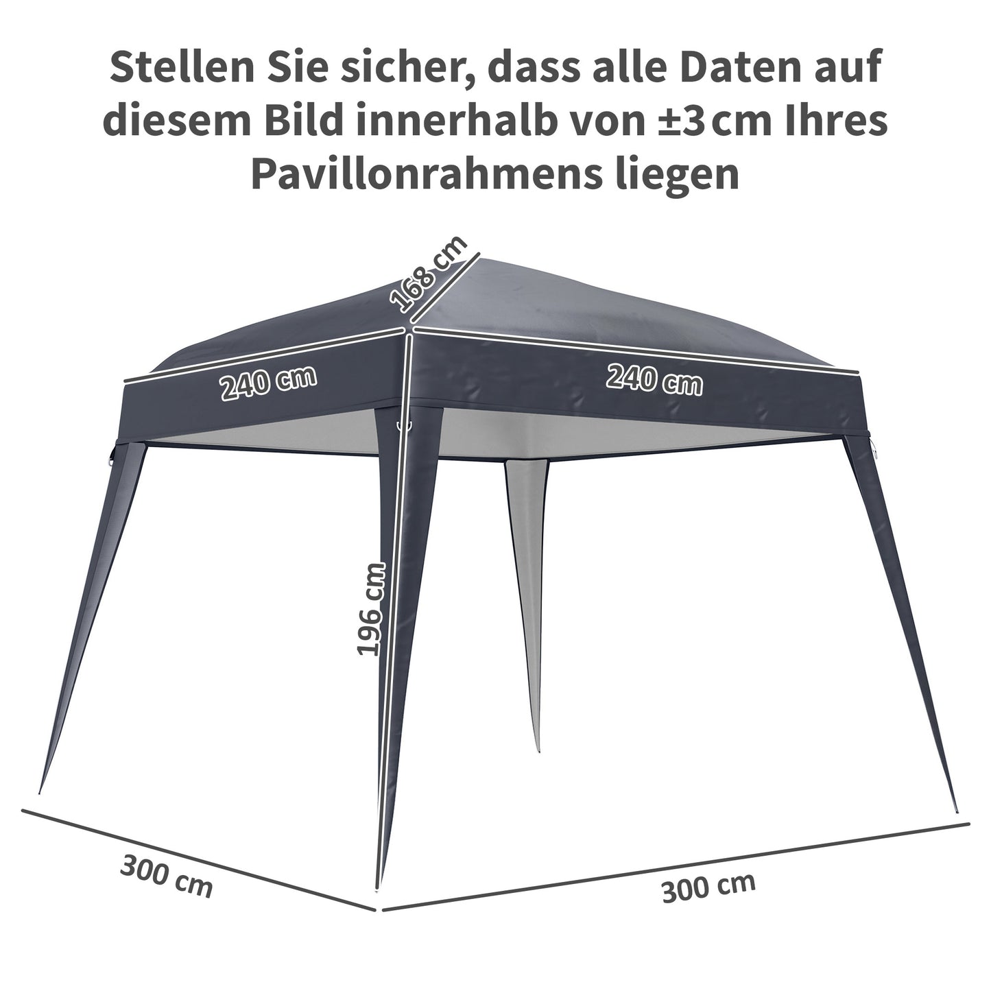 Vervangende luifel voor Outsunny Gazebo, vervangend zeildoek voor 3 x 3 m tuingazebo, vervangende luifel voor tuintent, UPF50+, Oxford-stof, donkergrijs