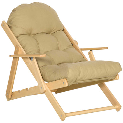 HOMCOM accentstoel, relaxfauteuil, verstelbare rugleuning, beukenhouten frame, tot 120 kg, bruin