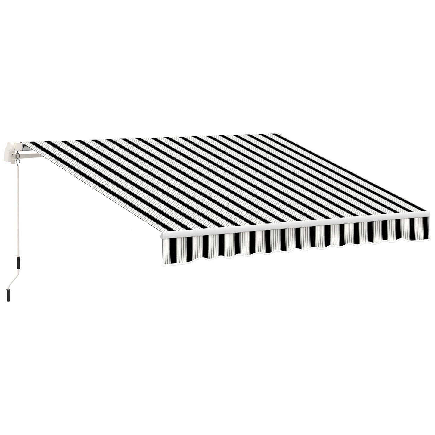 Outsunny luifel, zonnescherm, uitschuifbaar, met handzwengel, metalen frame, polyester, blauw+wit, 3,95 x 2,45 x 3,50 m