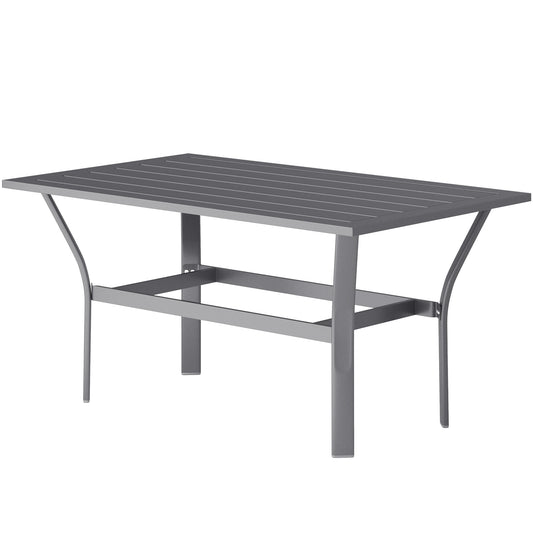 Outsunny Metalen bijzettafel, balkontafel met lattenbodem, weerbestendig, salontafel, tuintafel, 91,5 x 55 x 45 cm, donkergrijs