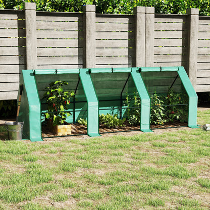 Outsunny kas met 3 oprolramen, PE-gaasfolie, stalen foliekas, kas voor balkon, tuin, tomatenkas 270x90x90cm, tomatenkas voor groenten, bloemen, planten, groen