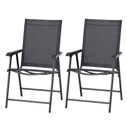 Outsunny opvouwbare stoel met armleuningen, set van 2, kampeerstoel, visstoel, metaal, zwart, 58 x 64 x 94 cm