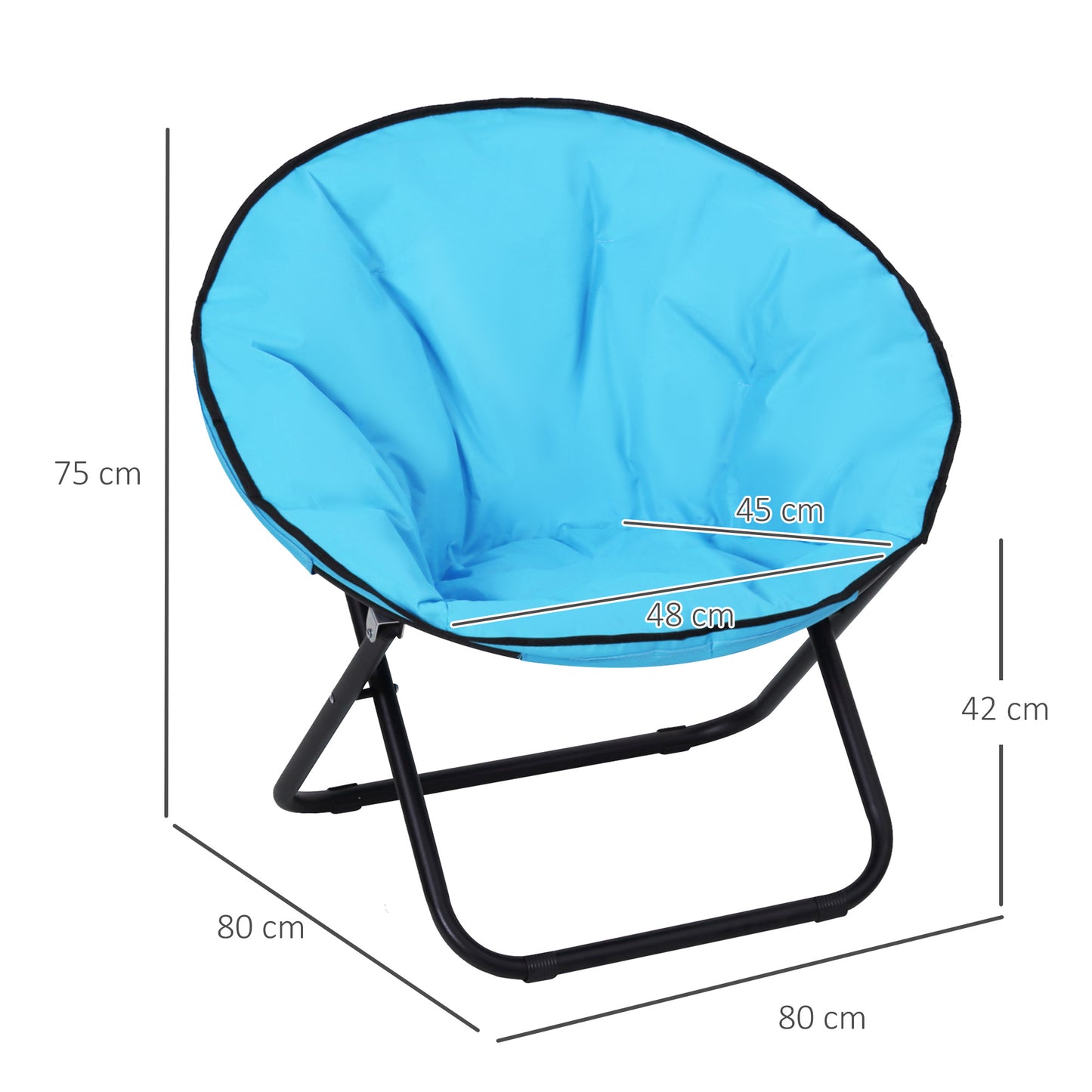 Outsunny Opvouwbare Kampeerstoel met Rugleuning, Opvouwbare Stoel tot 120kg, Gevoerde Maanstoel Extra Breed, Opvouwbare Buitenstoel voor Tuin, Balkon, Kamperen, Blauw